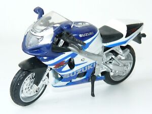 79-Moto Suzuki GSX-R 750 blue/white 1:18 street road sport bike moto gp die-cast