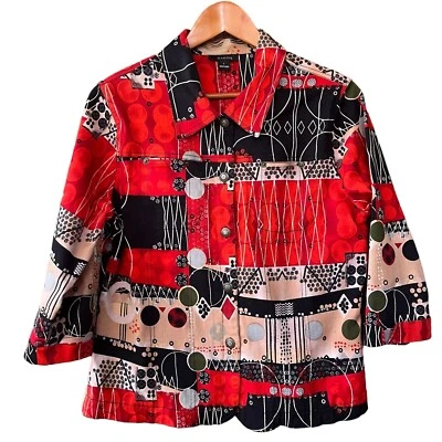 Chaqueta Blazer Kaktus Usable At To Wear Abstracta Abotonada Roja Multi Grande Foto 1 de 4