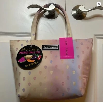 🆕Сумка с короткими ручками обеденная изолированная с черепом омбре розовая фиолетовая Betsey Johnson 💗💀 - Изображение 1 из 4