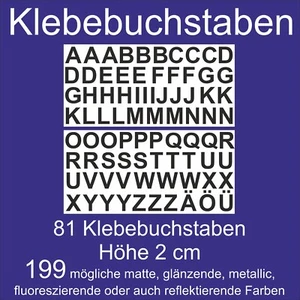Klebebuchstaben 2 cm A-Z Buchstaben Aufkleber selbstklebend Folie Sticker Texte - Bild 1 von 1
