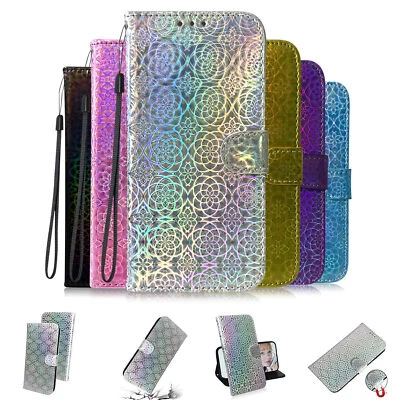 Wallet Bling Laser Flower Phone Case For Motorola G7 G8 G30 G50 G60 G200 G71 G20 - Image 1 of 4