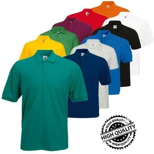 Polo da uomo manica corta regular fit tinta unita collo golf camicia casual top - Foto 1 di 17