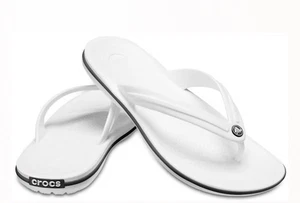 New Crocs Crocband Flip Flop Sandals Women’s Size 10 NWT White - Picture 1 of 9