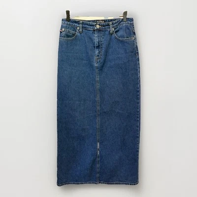Maxi Falda Vintage Y2K Ralph Lauren 8 Azul Denim Ranura Larga Boho Festival Clásica Foto 1 de 4