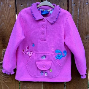90's Blues Clues Fleece Pullover Pink Embroidered 1999 Viacom Kids 4T Vintage - Picture 1 of 13