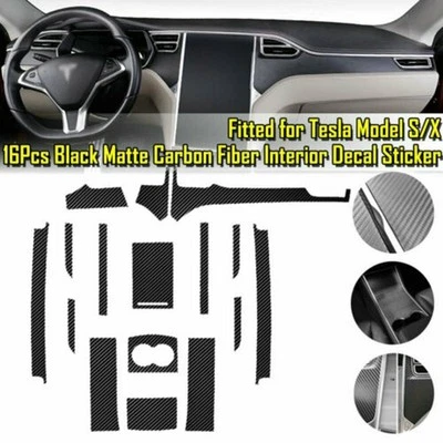 For Tesla Model X/S 12-21 Stickers Interior Car 1 Set Carbon Fiber Look / New - Изображение 1 из 4