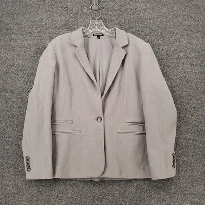 Blazer Express Feminino 18 Cinza Único Peito Forrado Elástico Jaqueta Carreira Entalhe - Imagem 1 de 4