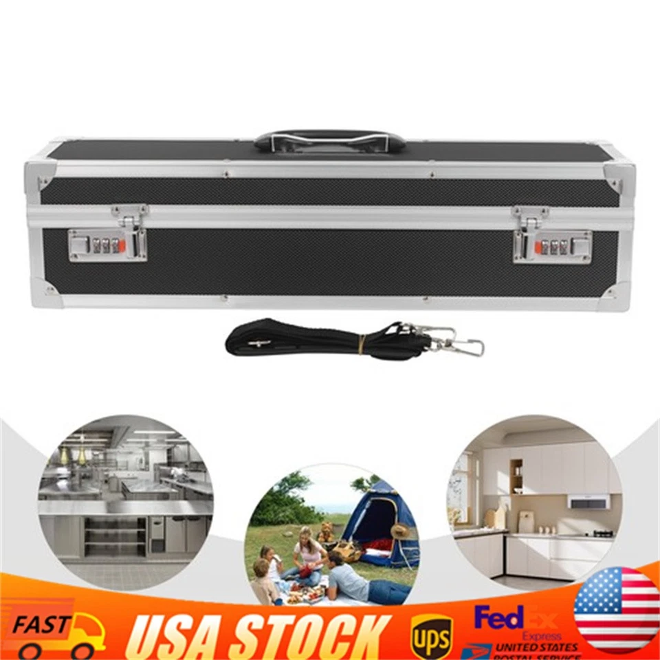 Estuche para cuchillos portátil de 8 ranuras con cerraduras para chefs - Organizador seguro Foto 1 de 4