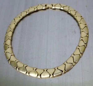 Vintage LES BERNARD Satin Gold Tone Choker Statement Necklace Signed - Picture 1 of 9