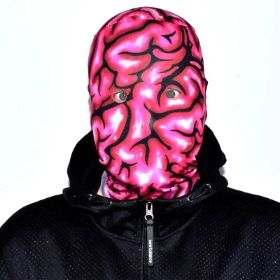 Brain Face Design 3D Effect Fabric Face Mask Halloween Scary FS222 - Image 1 of 4