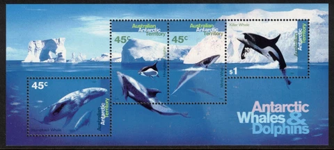 AAT, 1995 WHALES/DOLPHINS MINISHEET MNH Cover