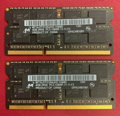 🟩MICRON 8GB (2X4GB) 2RX8  PC3-12800F COMPUTER RAM MEMORY MT16JTF51264JHZ-1G6M2 - Image 1 of 2