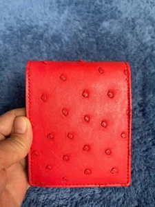 Genuine Ostrich Skin Leather Wallet Men's Bifold Real - Picture 1 of 19