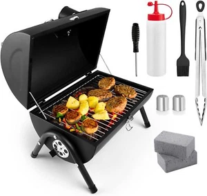 Small Portable Charcoal BBQ Grill Tabletop Mini Folding Outdoor Barbecue Grill - Picture 1 of 7