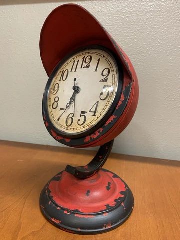 Vintage Style Rustic TRACTOR/MOTORCYCLE METAL HEADLIGHT  CLOCK  Red/Black (RARE) Cover