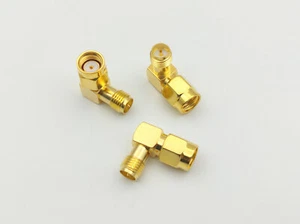 RP-SMA male jack center to RP-SMA female right angle 90° connector wholesale - Zdjęcie 1 z 4