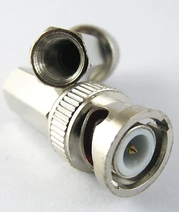 10 x Twist-on BNC Male RG6 RG6-U RF Connector Nickel Plated for CCTV Cameras - Picture 1 of 5