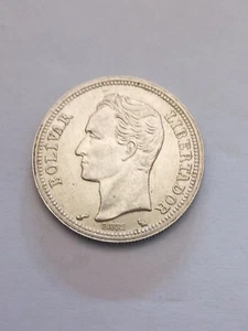 Moneda de Plata 1 Bolívar Venezuela 1965 - Simón Bolívar- Excelente Estado - Imagen 1 de 2
