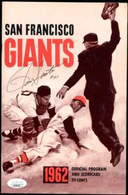 Ron Santo JSA Signed  1962 Cubs vs Giants Program Autograph - Image 1 of 3