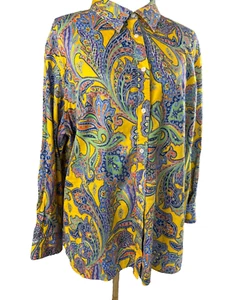 Camicia manica lunga Lauren Ralph Lauren cotone paisley VINTAGE taglia 3X - Foto 1 di 5