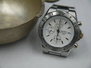 SSEIKO Chronograph 100m Dive Watch - Alarm Chrono 7T62-0EX0 Mint Condition - Picture 1 of 12