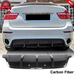 Fits BMW E71 X6 35i SUV 2008-2014 REAL CARBON Rear Bumper Diffuser Lip Body Kit - Picture 1 of 12