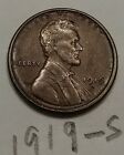 1919-S  Lincoln Wheat Cent Penny Coin  condition EXTRA FINE (see photos)