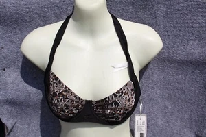 BIKINI OBERTEIL GRÖSSE 36 (70C) SCHWARZ BEIGE GEMUSTERT MIT BÜGEL ESPRIT - Picture 1 of 2