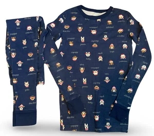 ✅ Lands’ End Pajama Sleepwear Set Long Sleeve Blue Dog Boys/Girls Size 12 - Picture 1 of 3