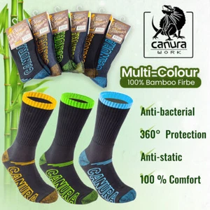 6 Pairs Canura Bamboo Premium Thick Socks Work Comfort Heavy Duty Cushion Color - Picture 1 of 11