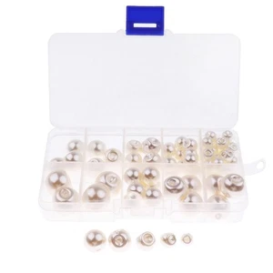 Prettyia 79Pcs Plastic White Pearl Buttons for Dress Clothes Decor with Box - Picture 1 of 7