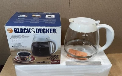 Black & Decker Home 12 tazas jarra de café de repuesto olla de vidrio GC2000 blanca Foto 1 de 4