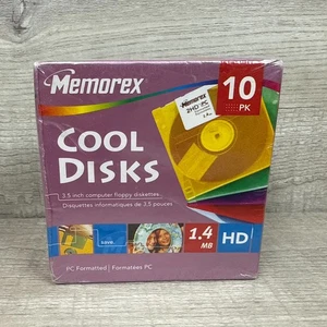 Memorex MF2HD Floppy Disk Cool Disks 1.4 MB HD Multicolor Sealed NOS NEW Retro - Picture 1 of 4