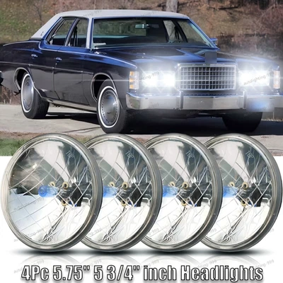 Faros redondos H4 haz alto/bajo 4 piezas 5 3/4 5,75" pulgadas para Ford LTD 1965-1978 Foto 1 de 4