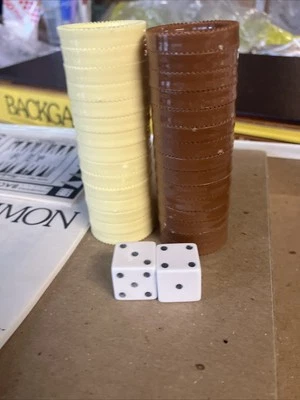 Piezas de juego de backgammon vintage dados e instrucciones 15 marrón 15 marfil Foto 1 de 2