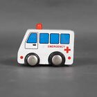 Toy Wood White Multi 2.5"  Ambulance Car Toy 714Y*