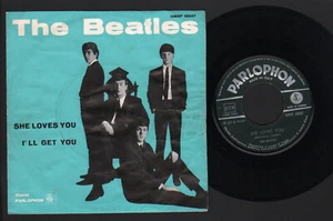 7" BEATLES SHE LOVES YOU / I'LL GET YOU DARK GREEN PARLOPHON ITALY QMSP 16347 - Foto 1 di 2