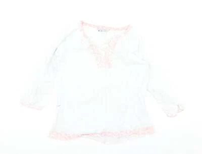 Crew Clothing Womens Blue 100% Cotton Basic Blouse One Size V-Neck - Image 1 of 4