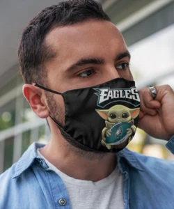 Máscara facial divertida de los Philadelphia Eagles NFL Baby Yoda EAGLES reutilizable lavable - Imagen 1 de 16