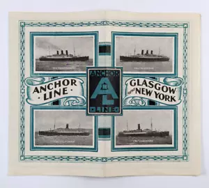 Brochure vintage linea di ancoraggio registro di viaggio e tracciato atlantico inutilizzato - Foto 1 di 3