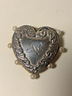 Monogramed ANTIQUE or VINTAGE SEWING HEART PIN CUSHION Silver toned