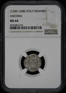 (1250-1348) ITALY ANCONA DENARO NGC MS64 - Picture 1 of 2