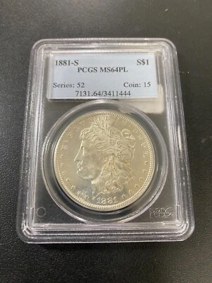 1881 S MORGAN DOLLAR PCGS MS-64 PL - UNCIRCULATED - PROOF LIKE - CERTIFIED - $1 - Image 1 of 4