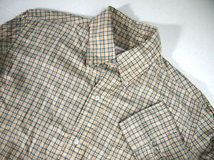 Vtg Brooks Brothers Mens Dress Shirt 15 1/2 R Brown Blue Plaid Long Sleeve