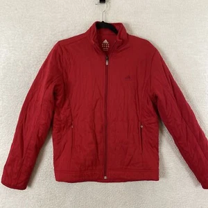 adidas Quilted Fall Winter Spring Jacket Coat Red Womens Large Soft Mid Weight - Picture 1 of 13