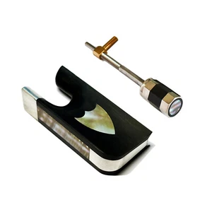 Bratschenbogen Ebenholz Froschschild Abalone Augen Intarsien silber passend Froschknopf - Bild 1 von 3