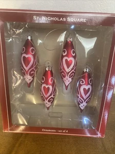 4 Teardrop Glass Christmas Ornaments  - Picture 1 of 3