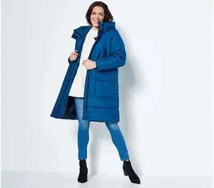 Susan Graver Water Resistant Quilted Puffer Jacket with Hood, 3X A458905 - Picture 1 of 6