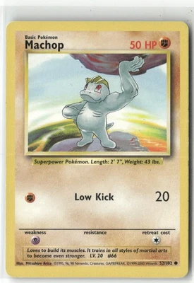Pokemon 4th Print Machop Common Base Set 2 078/130 NM - Image 1 of 2