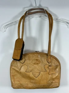 Vtg Tan Genuine Leather Purse / Cow Hide Purse with Phone Case, Shoulder Bag - Picture 1 of 22